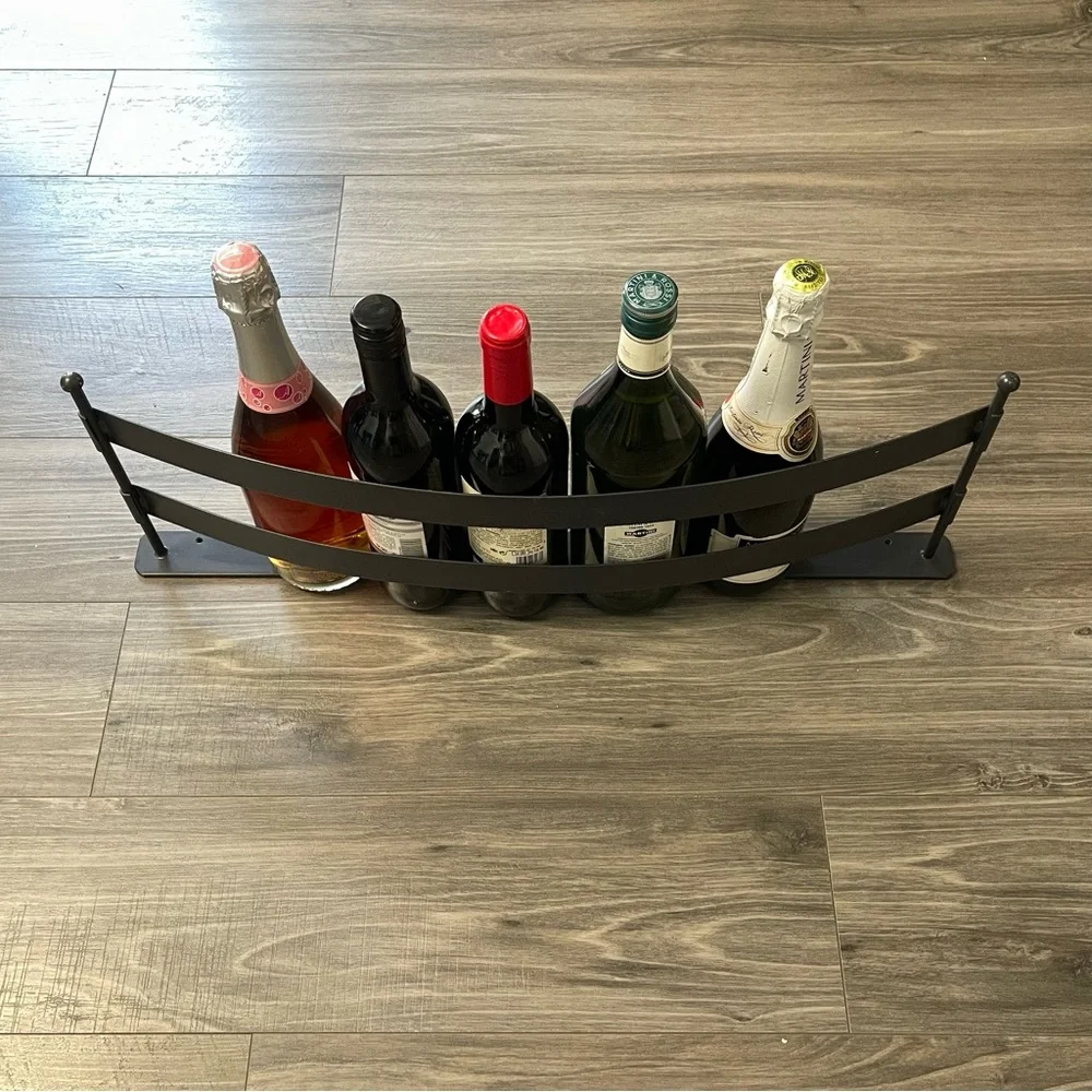 Crate & Barrel Tiburon 8 Bottle Black Metal Wine Rack